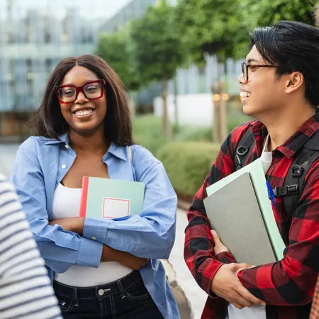 Students talking on campus